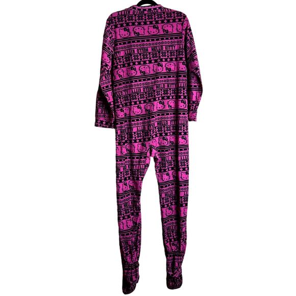 Hello Kitty Onesie Pajamas PJS Sleepwear Women Large Pink Comfy Cozy Loungewear - Picture 2 of 16
